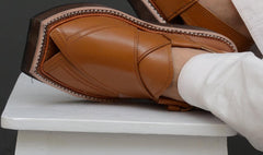 Art # FNF 207 Pure Leather Kaptaan Mustard