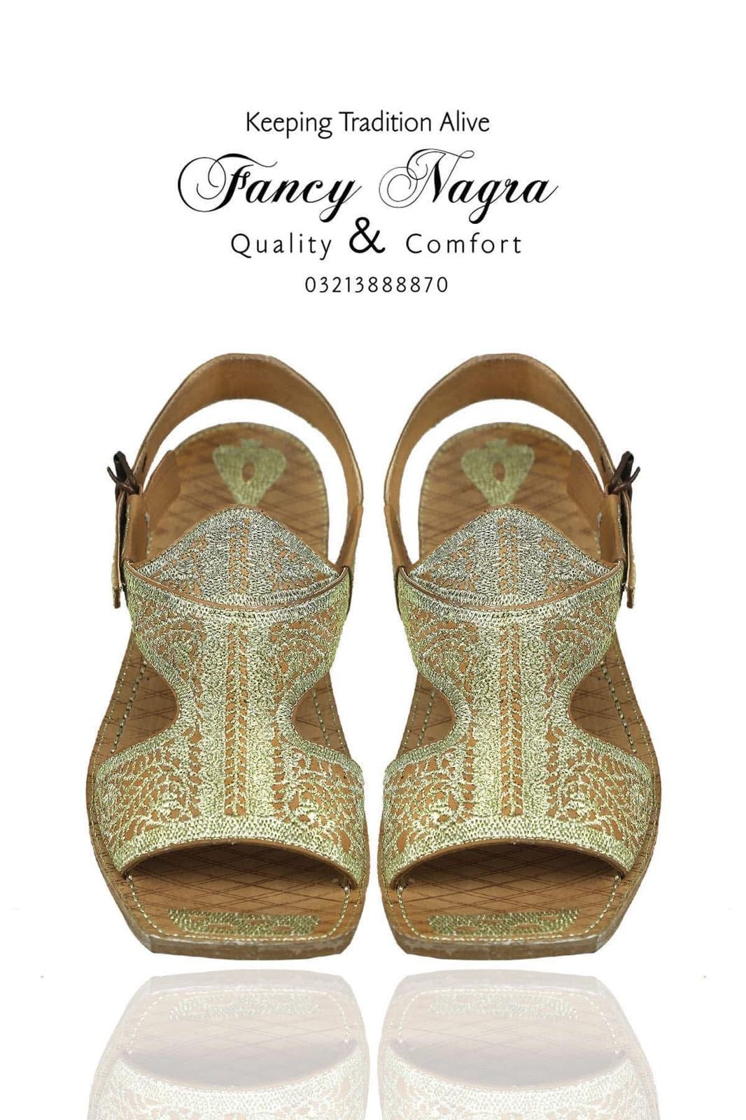 Art # 132 FNF Pure Leather Handmade Tilla Work Jaldar Kohati