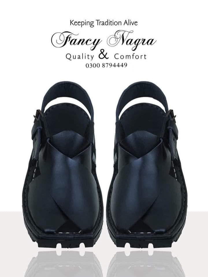 Black Leather Tyre Sole Peshawari