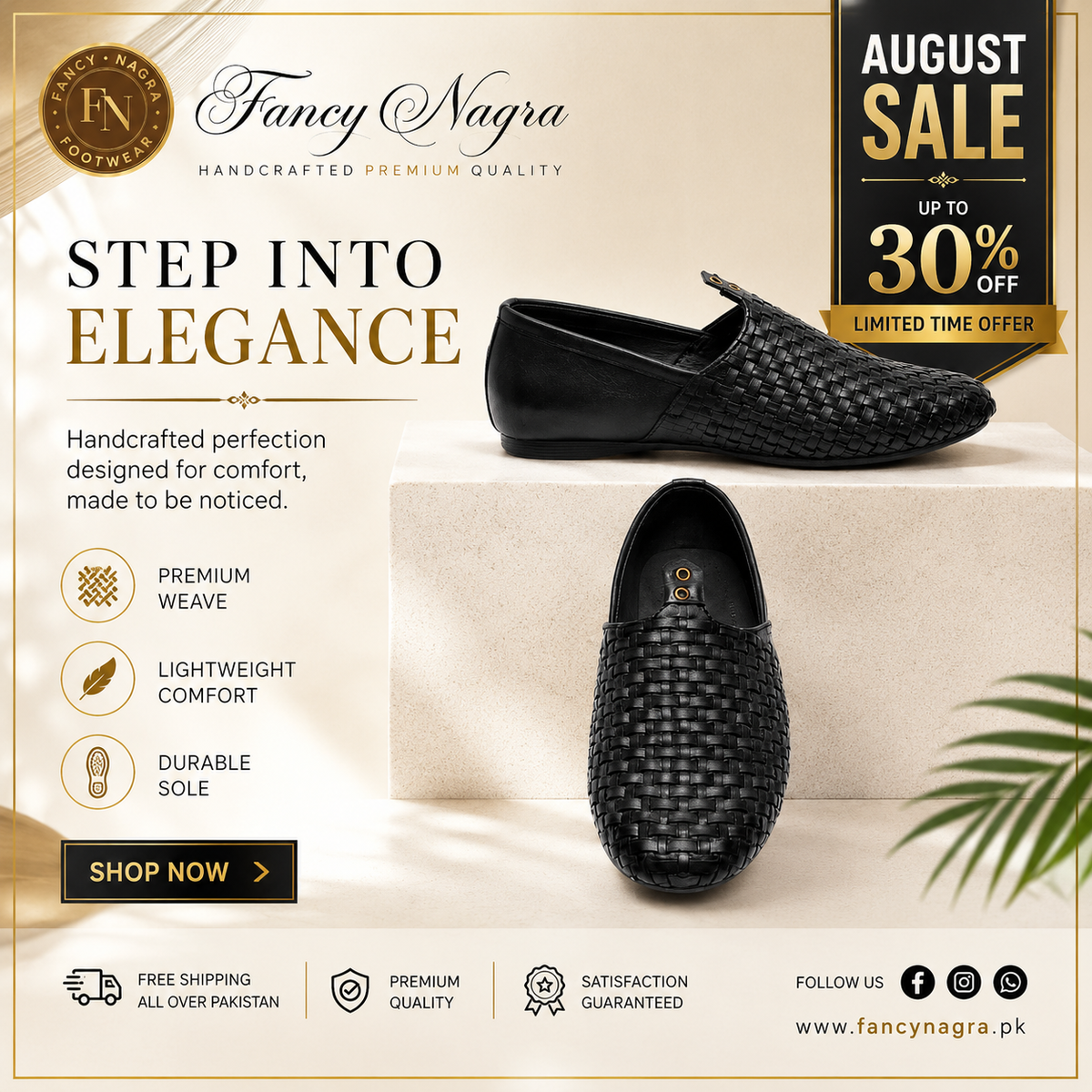 Premium Quality Black Braided Cut Shoes