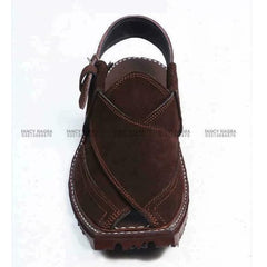Art #144 Peshawari Chappal / Sandal Handmade - Dark Brown - Genuine Leather – Thick Sole - Gents