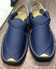 Royal Blue Bera Peshawari Made With Pure Leather