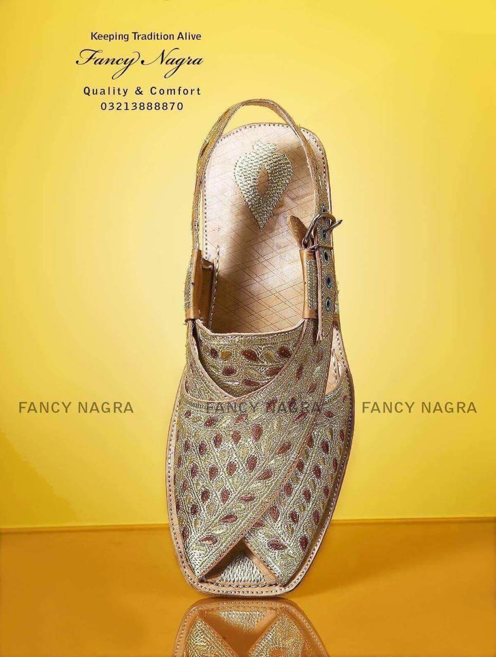 Art # FNF 604 Peshawri Tilla Work Pure Leather Hand Made