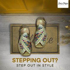 Art # FNF 605 Peshawri Tilla & Resham Work Pure Leather Hand Made