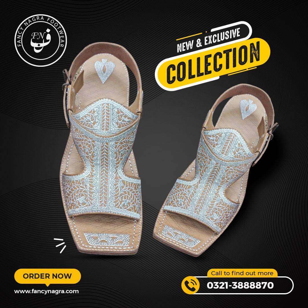 Art # 130 FNF Pure Leather Handmade Tilla Work Kohati