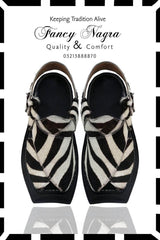 Art #136 Peshawari Zebra Skin Handmade Work Chappal / Sandal – Gents – Wedding Wear