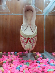 Art # 188 Ladies Hand Made Khussa – Fancy Nagra - Tilla Work –  Leather Sole