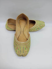 Art # 168 Ladies Hand Made Khussa – Fancy Nagra – Contrast Tilla Work – Leather Sole