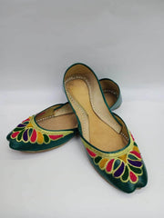 Art # 213 Ladies Hand Made Khussa – Fancy Nagra – Contrast Tilla Work – Leather Sole