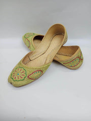 Art # 169 Ladies Hand Made Khussa – Fancy Nagra – Contrast Tilla Work – Leather Sole