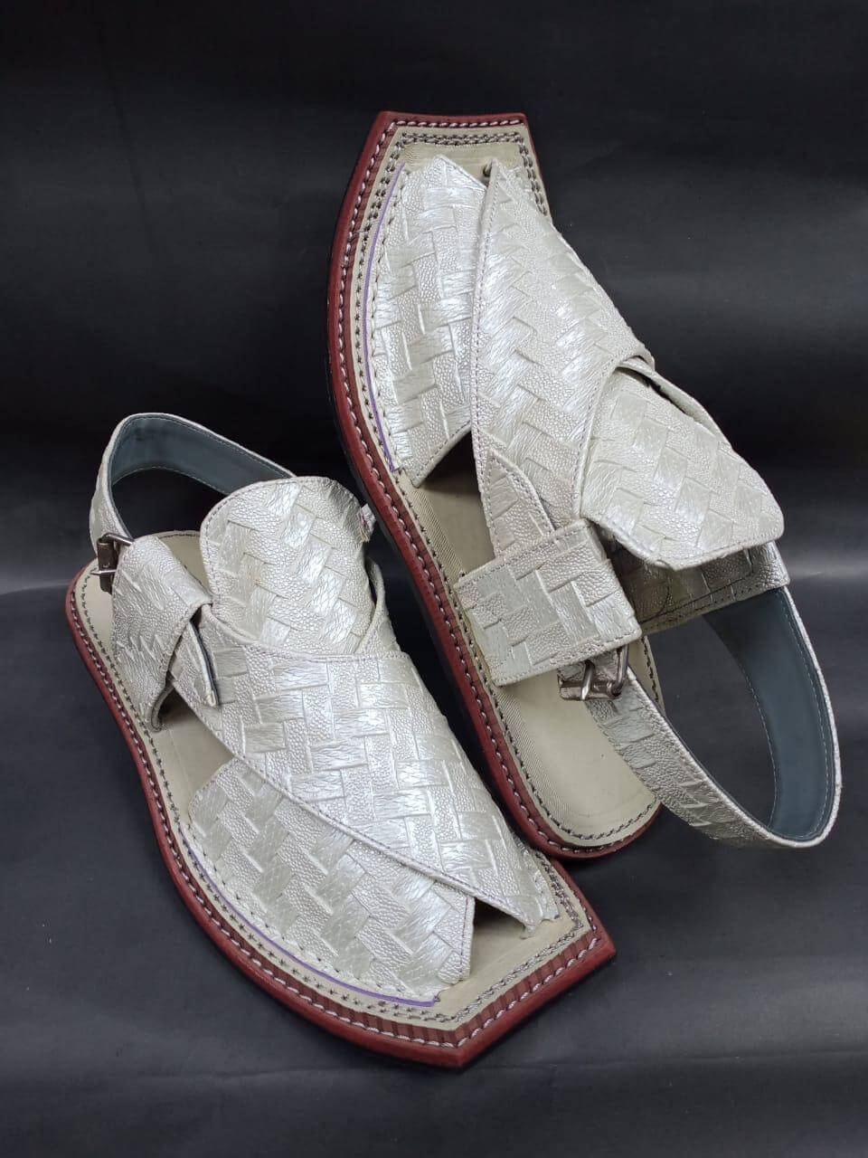 Art # 198 FNF Pure Handmade leather Chatae work Peshawari