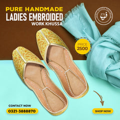 Art # 165 Ladies Hand Made Khussa – Fancy Nagra – Embroidered Work – Leather Sole