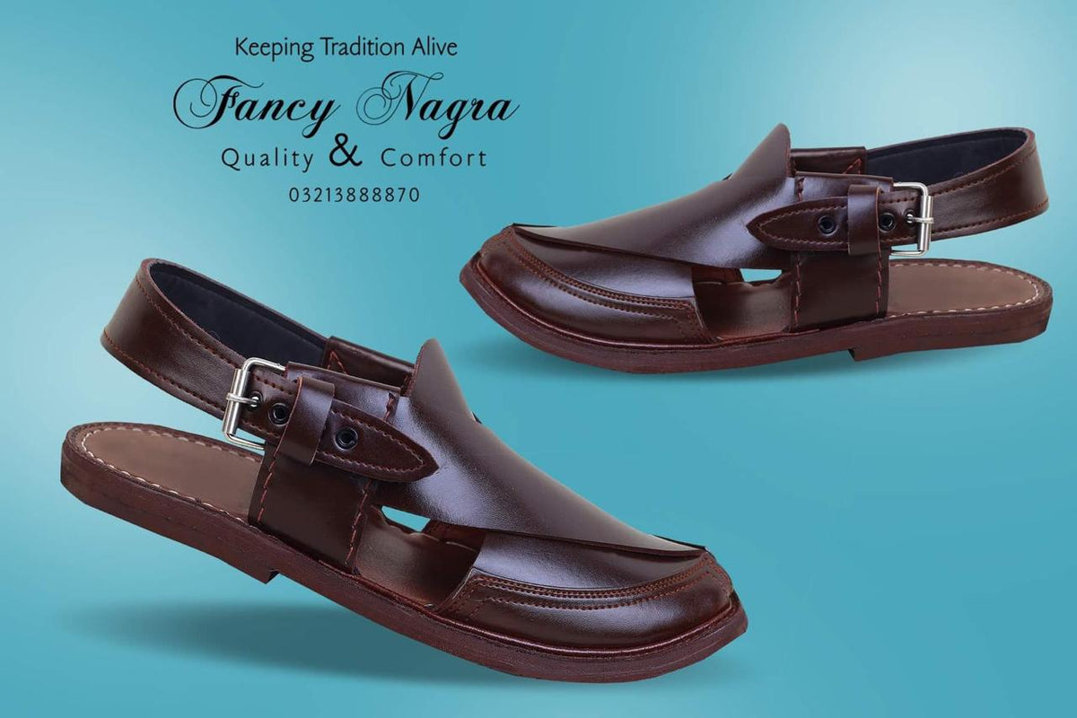 Art # FNF 421 Chaarsada Pure Leather Peshawri Black