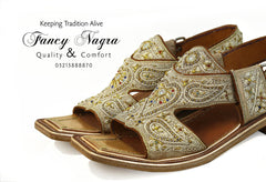 Art # FNF 638  Tilla Work Peshawri Golden