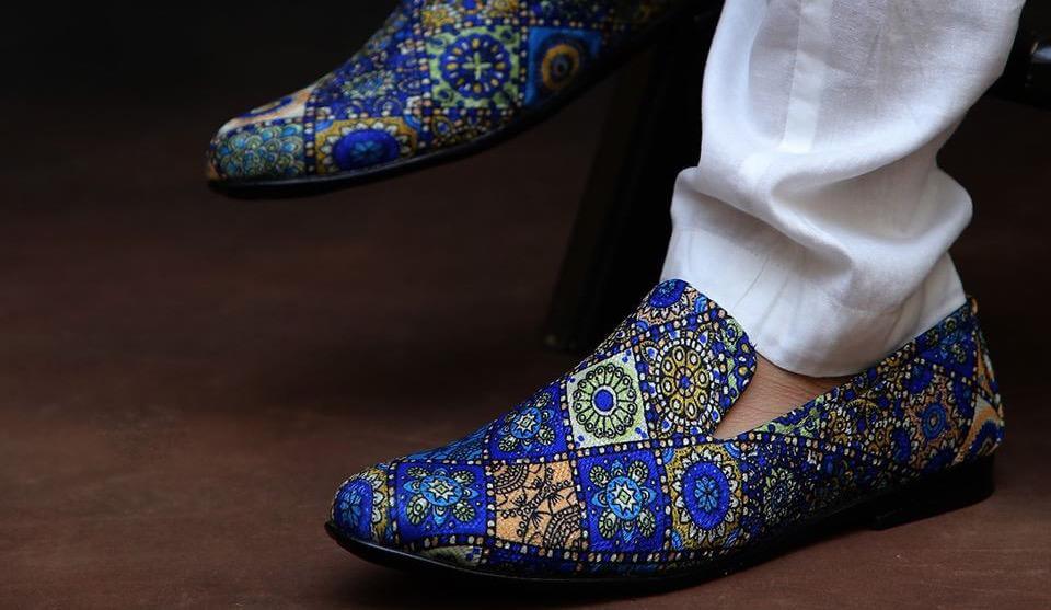 Art # FNF 357 Cut Shoes Blue Hand Made