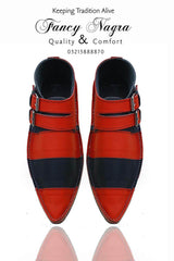 Art # 122 Pure Leather Balochi Boot Orange &#038; Black