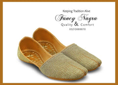 Art # FNF 661 Tilla Work Hand Made Khussa Golden