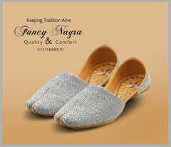 Art # FNF 662 Tilla Work Hand Made Khussa Silver