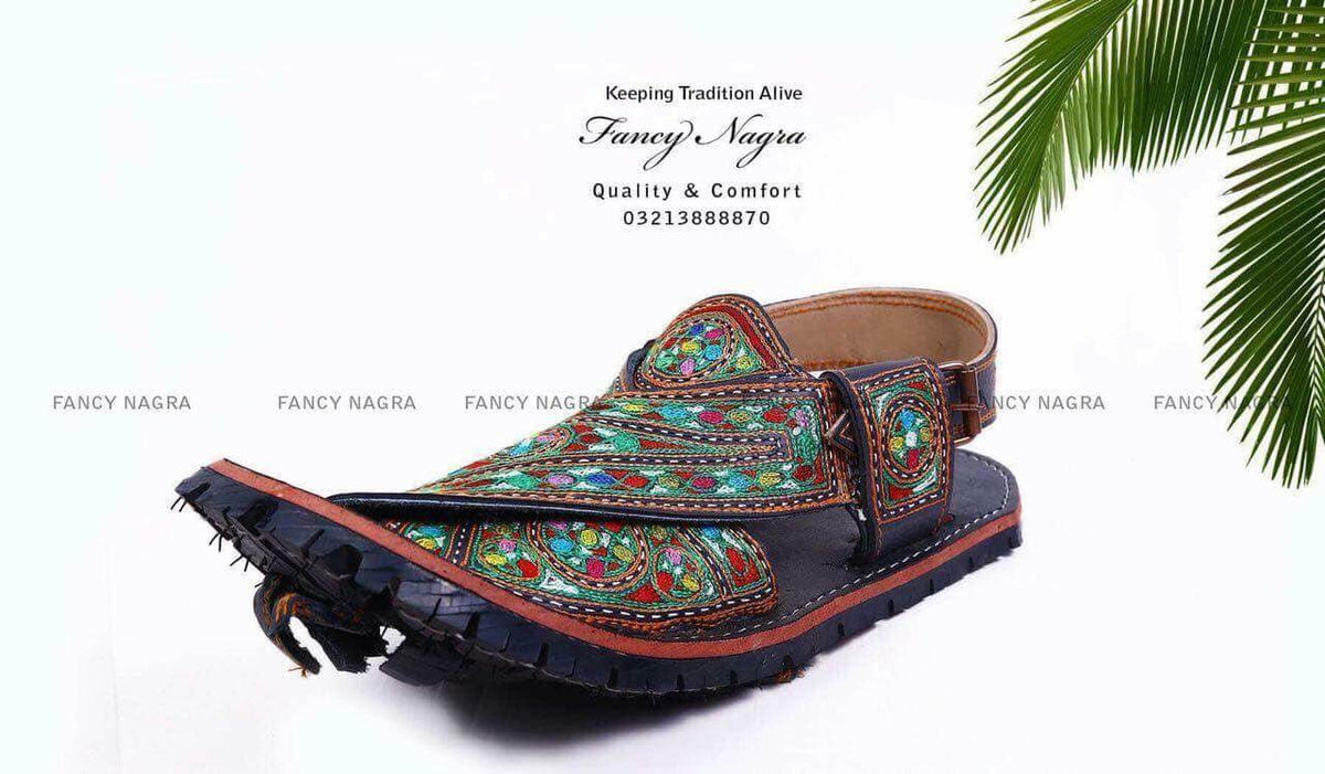 Art #134 Balochi Handmade Work Chappal / Sandal – Gents – Wedding Wear