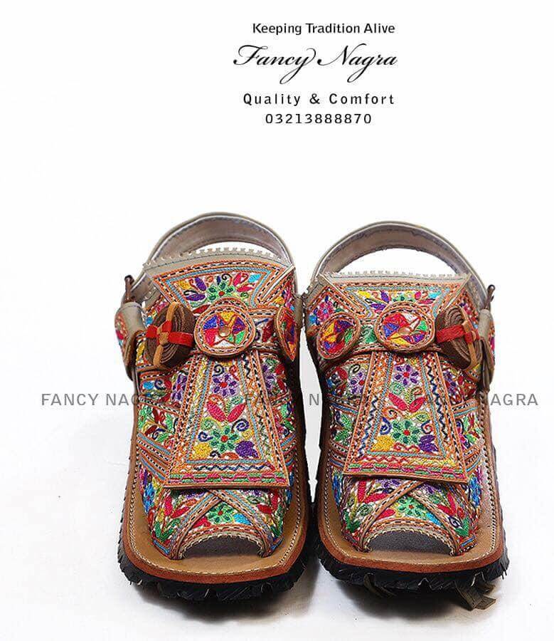 Art #133 Balochi Handmade Resham Work Chappal / Sandal – Gents – Wedding Wear