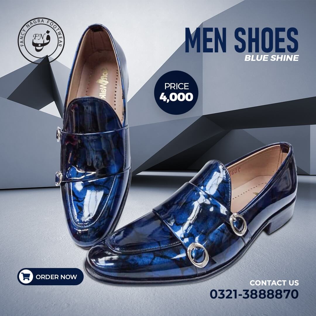 Art # 198 Mens Cut Shoes Handmade -Royal Blue– Thick Sole – Gents