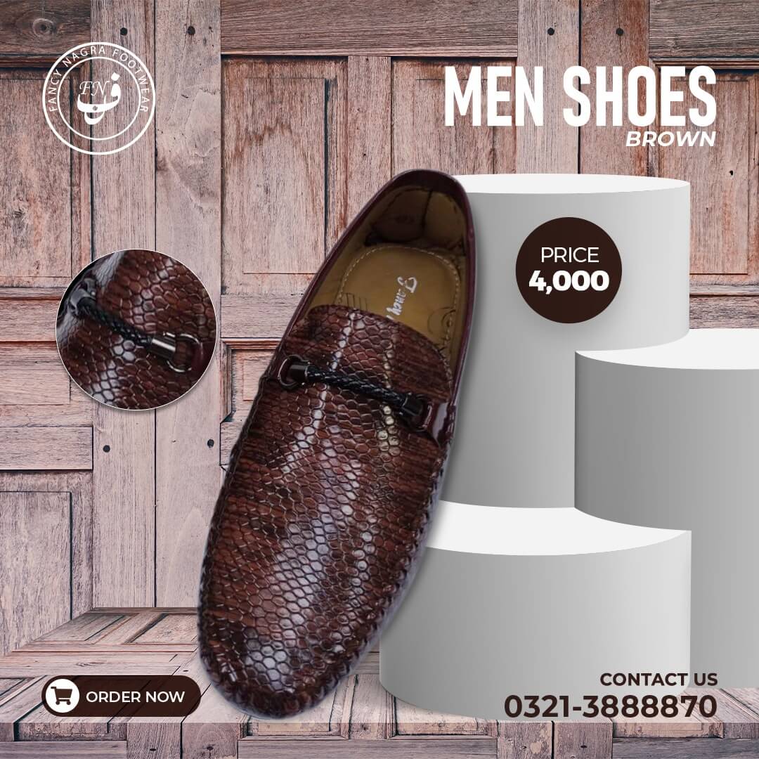 Art # 201 Mens Formal Texture Shoes Handmade -Brown– Thick Sole – Gents