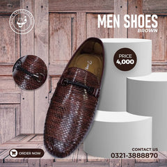 Art # 201 Mens Formal Texture Shoes Handmade -Brown– Thick Sole – Gents