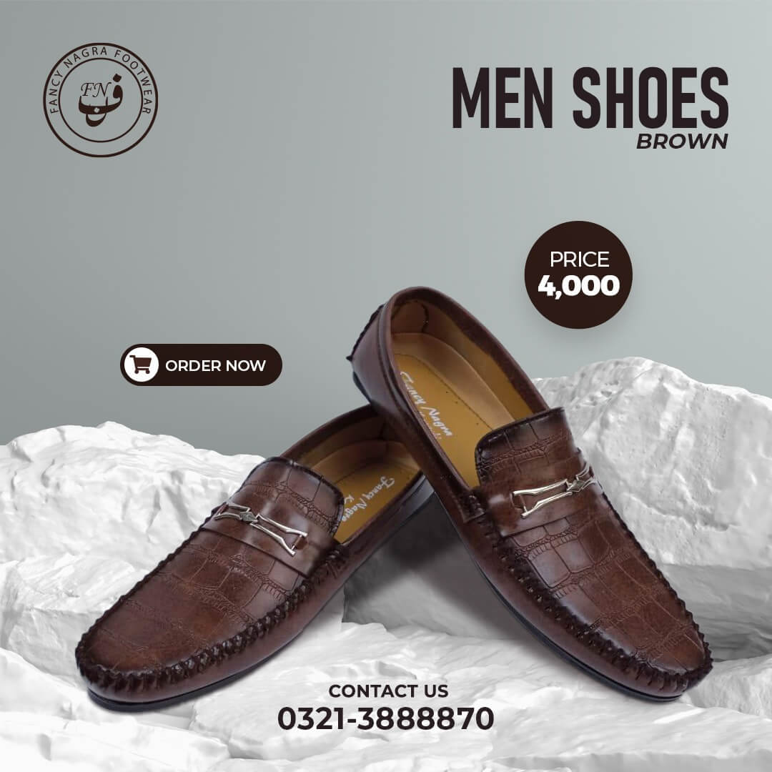 Art # 202 Mens Formal Plain Shoes Handmade -Brown– Thick Sole – Gents