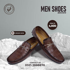 Art # 202 Mens Formal Plain Shoes Handmade -Brown– Thick Sole – Gents