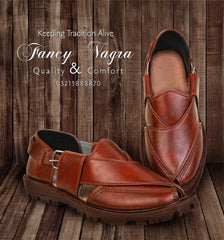 Brown Norozi Sandal With Strap Made With Pure Leather