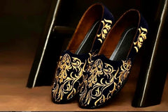 Black & Gold Cut Shoes