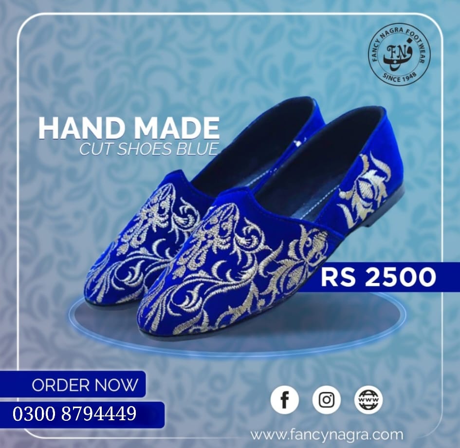 Blue & Gold Cut Shoes