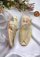 Handmade Tilla Work Golden Peshawari