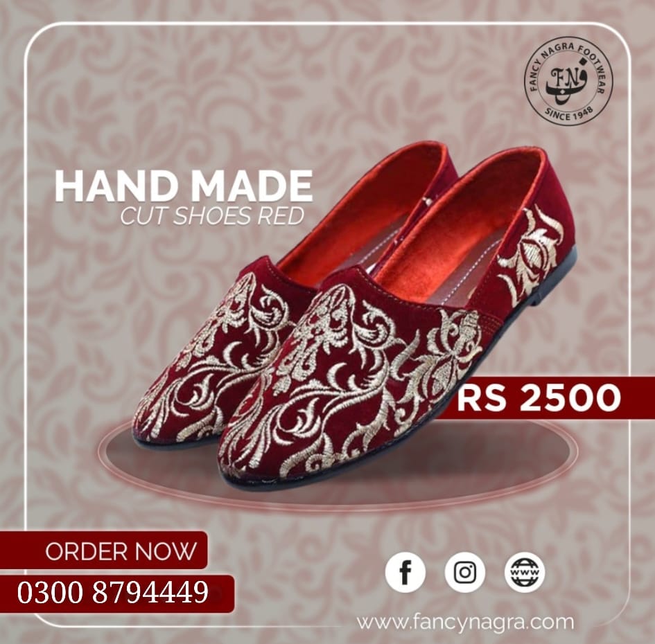 Art # FNF 352  Cut Shoes Red Hand Made