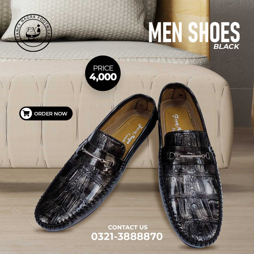 Art # 204 Mens Formal Shoes Handmade -Black – Thick Sole – Gents
