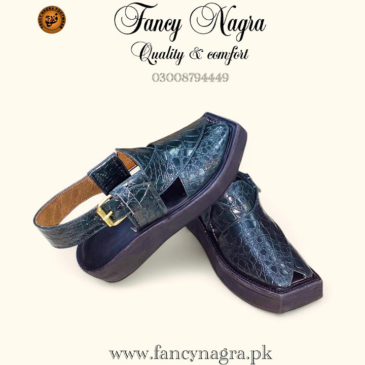 Green Crocodile Kaptaan Made With Pure Leather